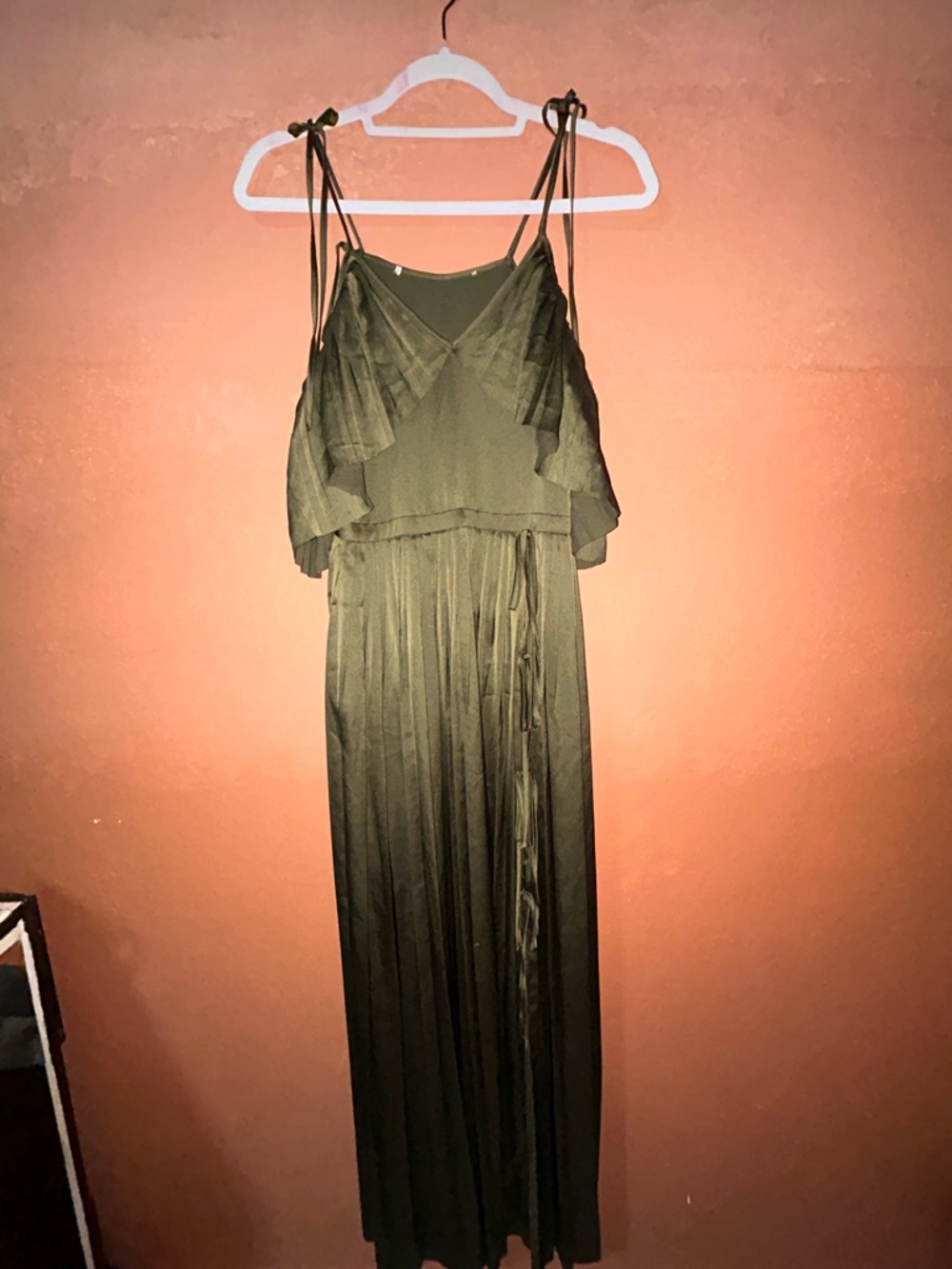 Banana Republic Olive Maxi Dress with Ruffle Bodice , Perfect for Bridesmaid